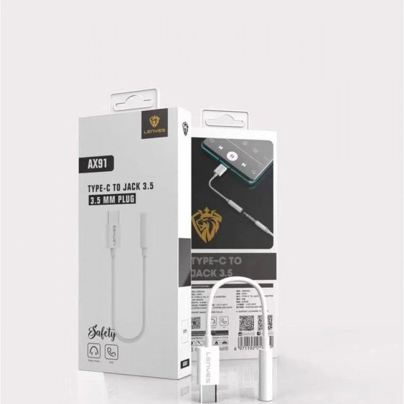 LENYES AX91 ADAPTER TYPE C TO JACK 3.50 3.5MM PLUG LENYES AX91 ADAPTER TYPE C TO JACK 3.50 3.5MM PLUG
